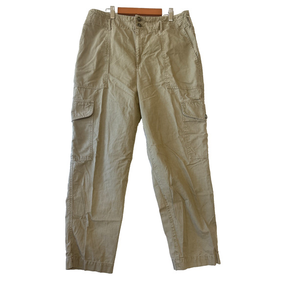 Lauren Ralph Lauren Cargo Pants Womens 12 Olive 100% Cotton Straight Leg - Picture 1 of 12